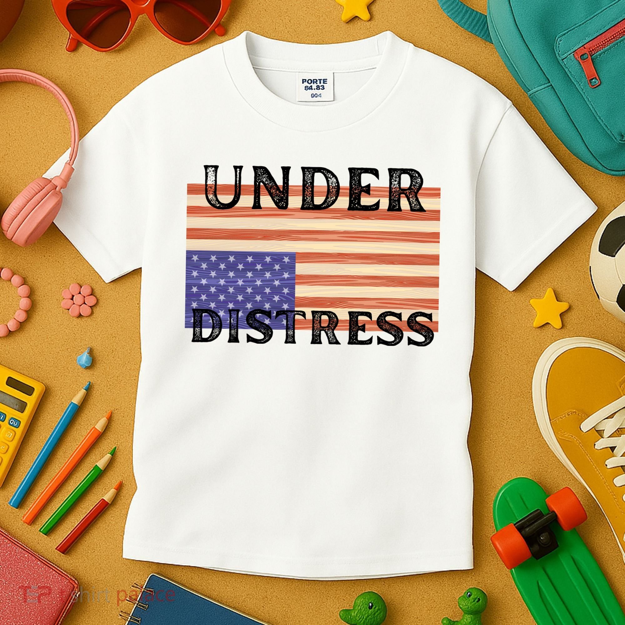 Under Distress Upside Down American Flag USA Kids T-Shirt