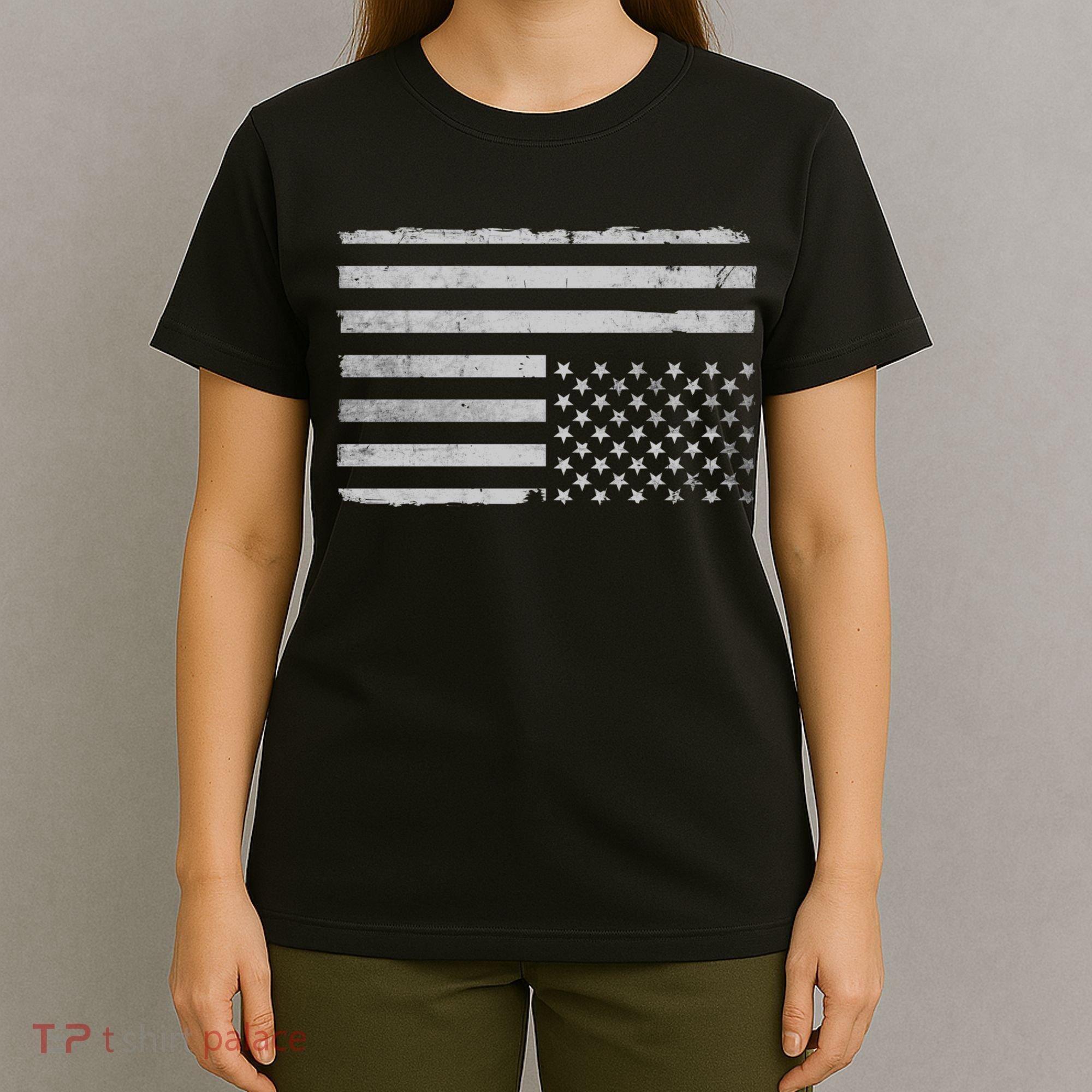 Upside Down Us Flag Distressed American Flag T-Shirt