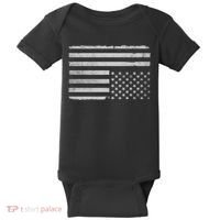 Upside Down Us Flag Distressed American Flag Baby Bodysuit thumb 0