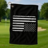 Upside Down Us Flag Distressed American Flag Golf Towel thumb 1
