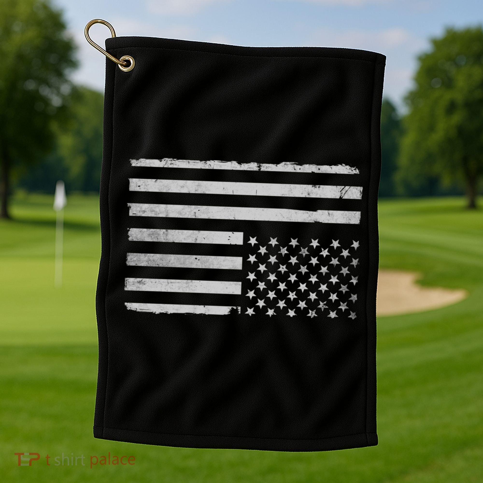 Upside Down Us Flag Distressed American Flag Golf Towel
