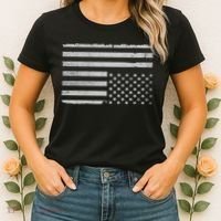 Upside Down Us Flag Distressed American Flag Women's T-Shirt thumb 2