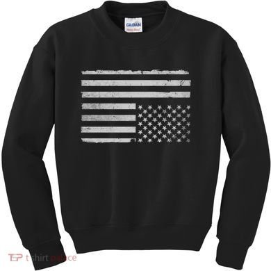 Upside Down Us Flag Distressed American Flag Kids Sweatshirt