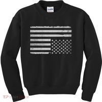 Upside Down Us Flag Distressed American Flag Kids Sweatshirt thumb 0
