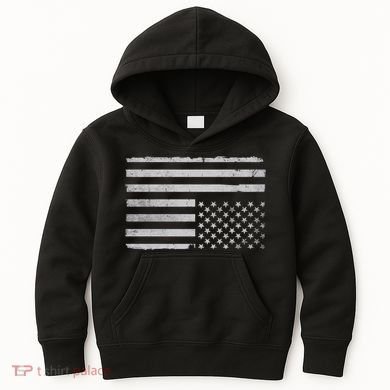 Upside Down Us Flag Distressed American Flag Kids Hoodie