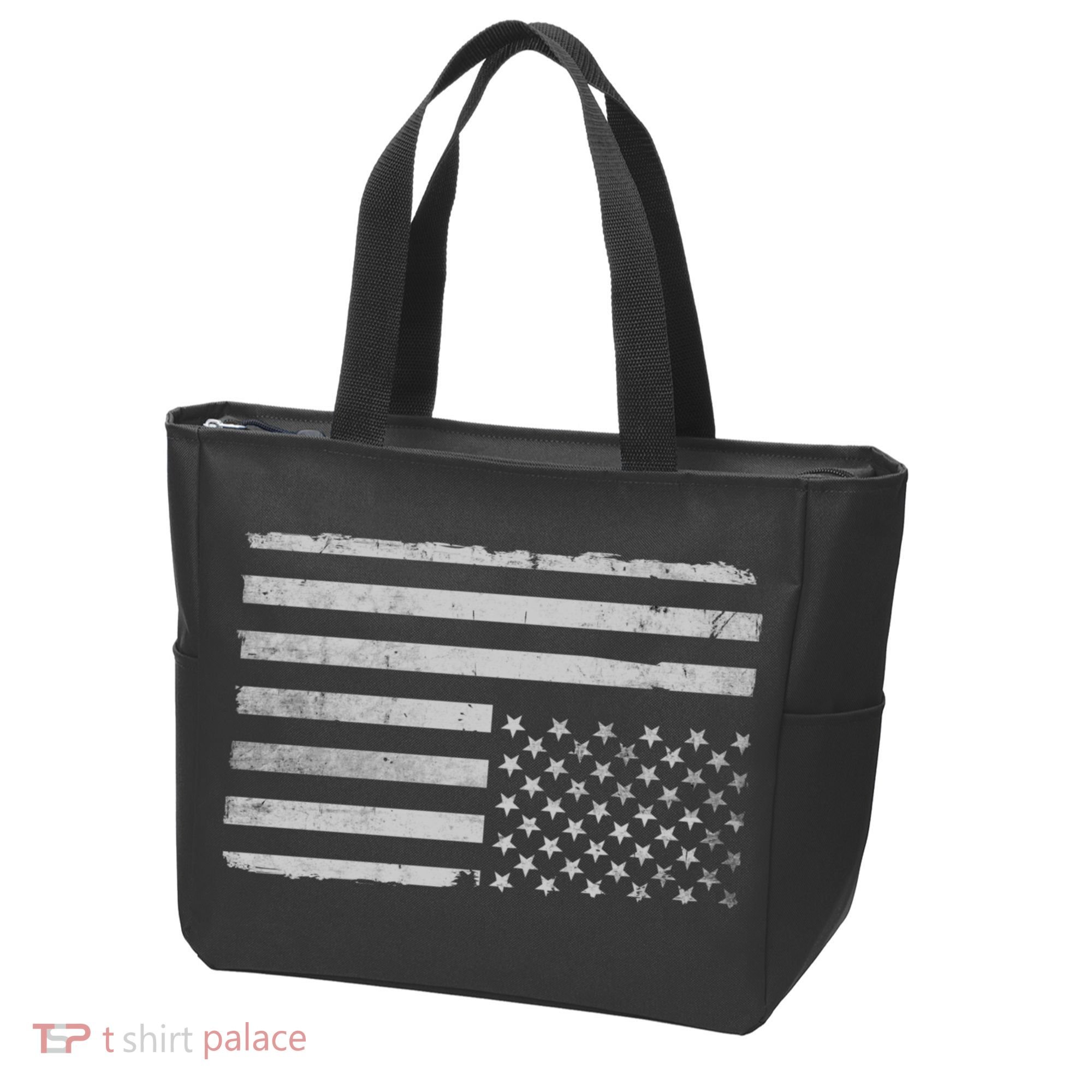 Upside Down Us Flag Distressed American Flag Tote Bag