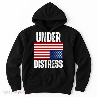 Under Distress Upside Down Tattered American Flag US Patriot Hoodie