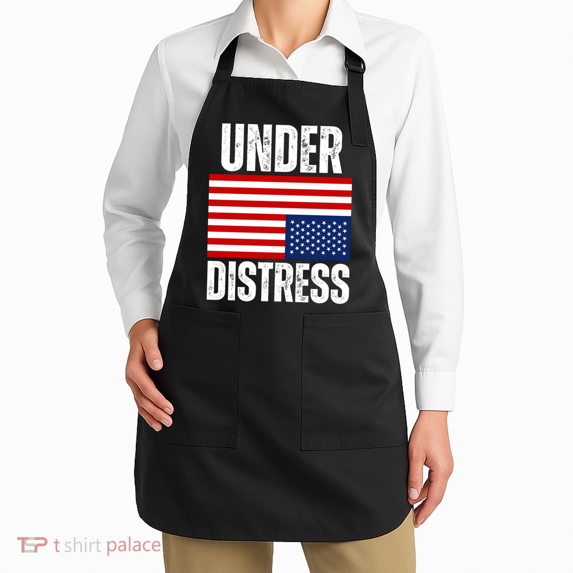 Under Distress Upside Down Tattered American Flag US Patriot Apron