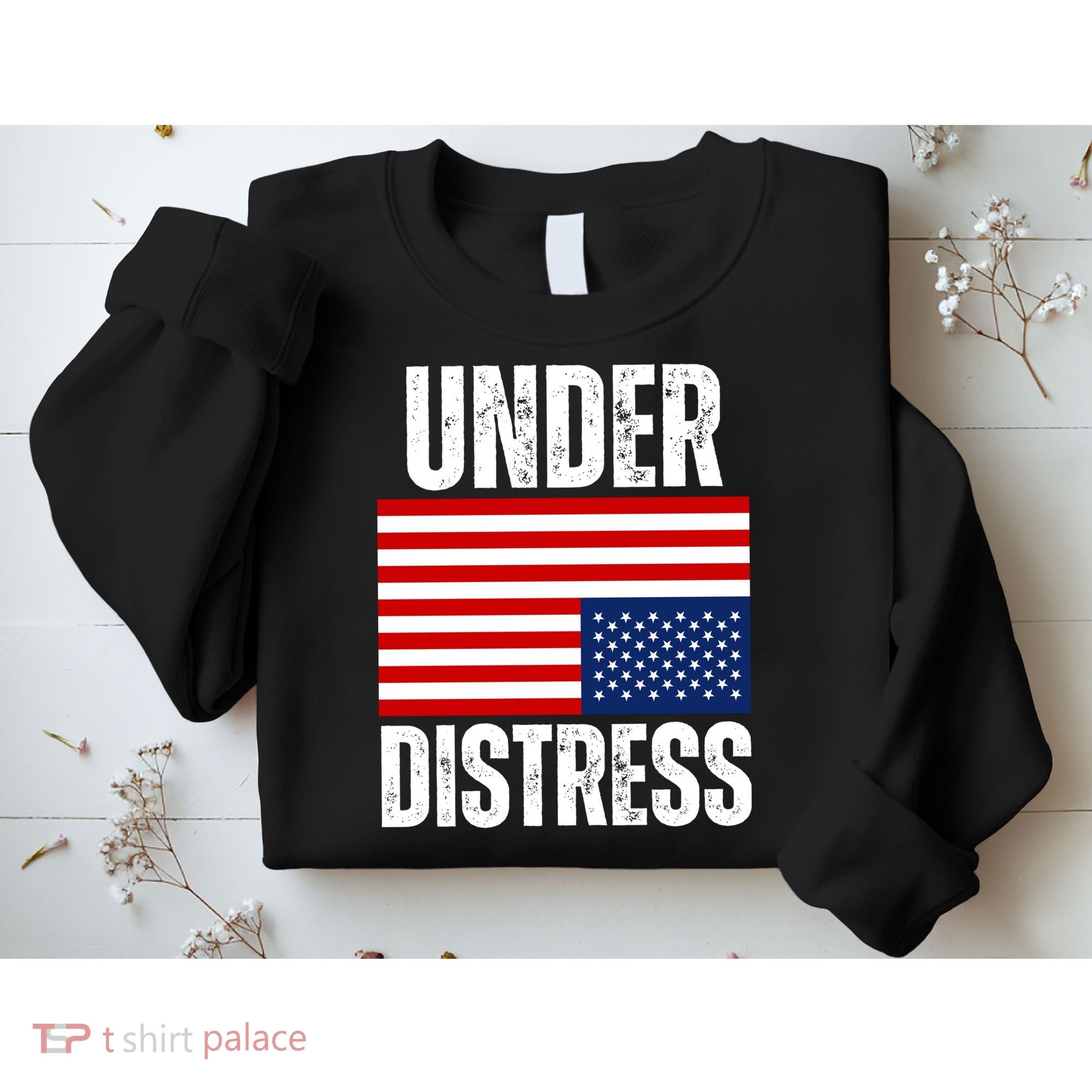 Under Distress Upside Down Tattered American Flag US Patriot Sweatshirt