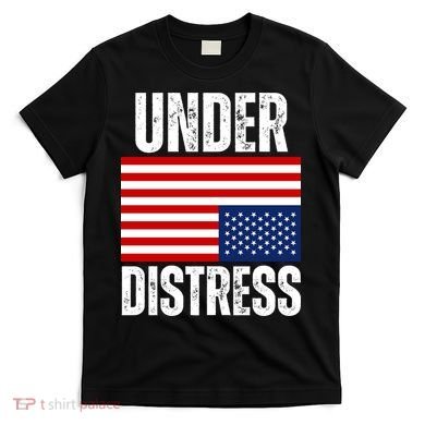 Under Distress Upside Down Tattered American Flag US Patriot T-Shirt