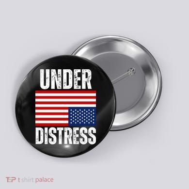 Under Distress Upside Down Tattered American Flag US Patriot Button