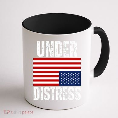 Under Distress Upside Down Tattered American Flag US Patriot Coffee Mug back