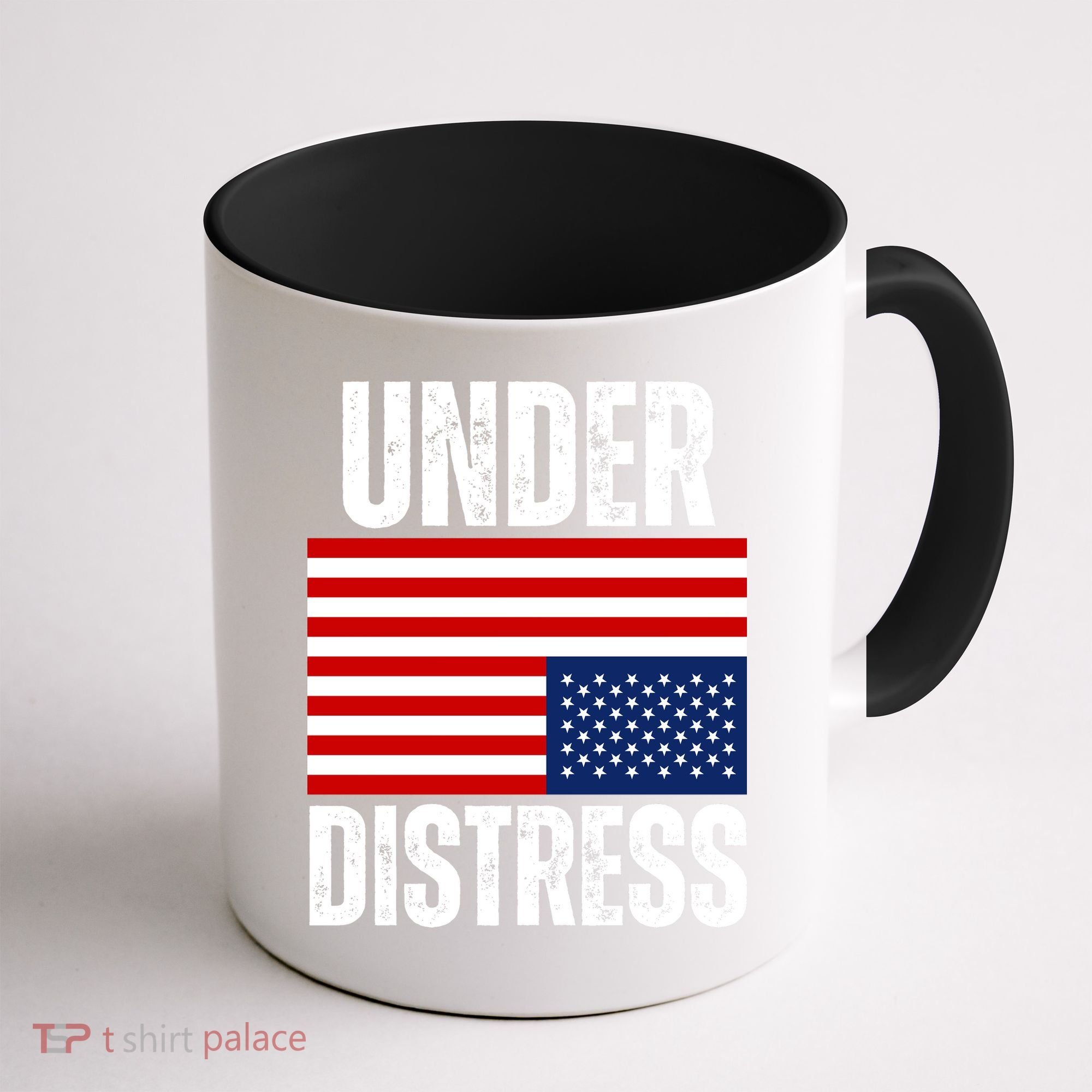 Under Distress Upside Down Tattered American Flag US Patriot Coffee Mug