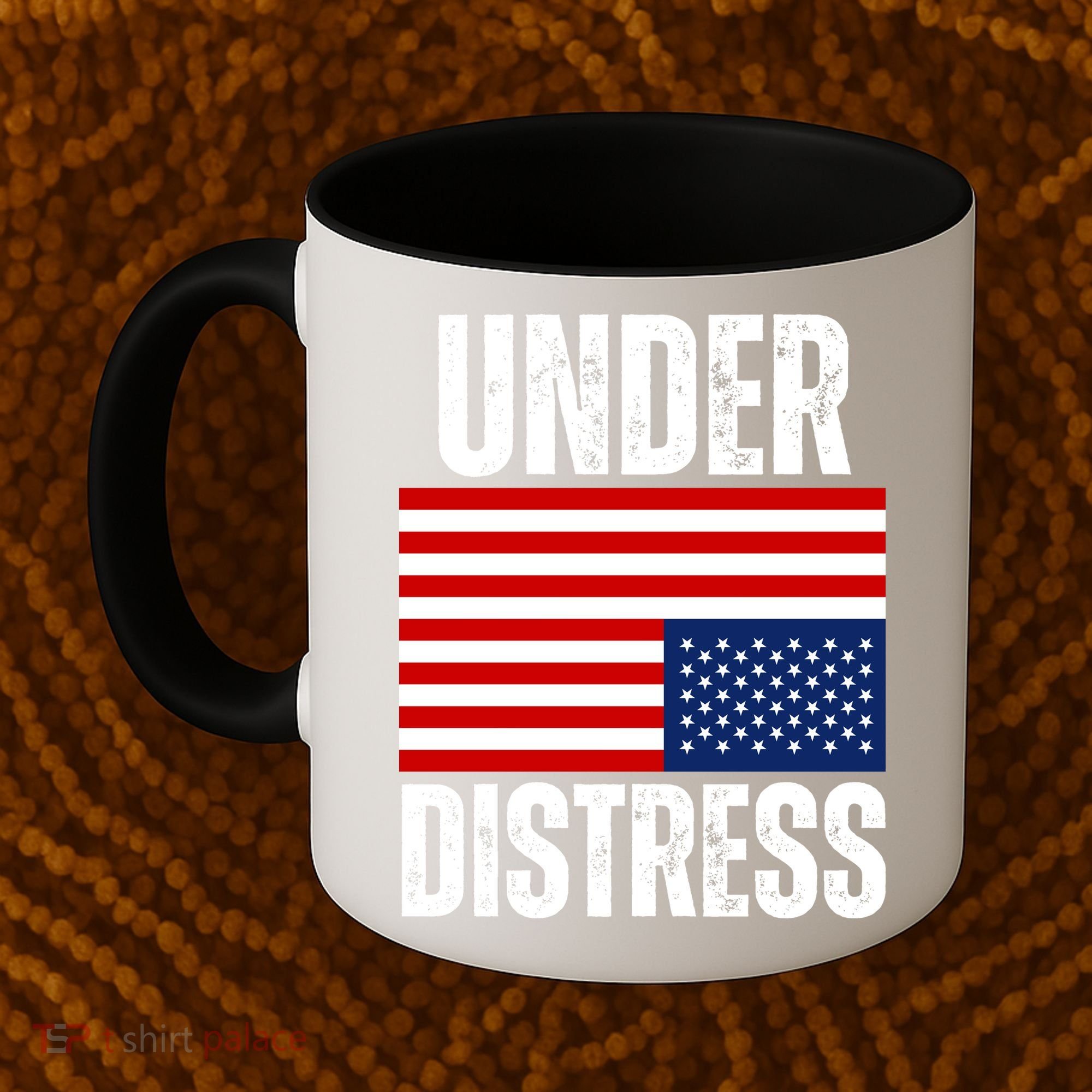 Under Distress Upside Down Tattered American Flag US Patriot Coffee Mug