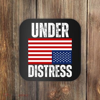 Under Distress Upside Down Tattered American Flag US Patriot Coaster