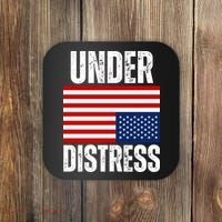 Under Distress Upside Down Tattered American Flag US Patriot Coaster thumb 0