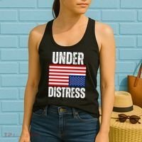 Under Distress Upside Down Tattered American Flag US Patriot Women's Tank Top thumb 2