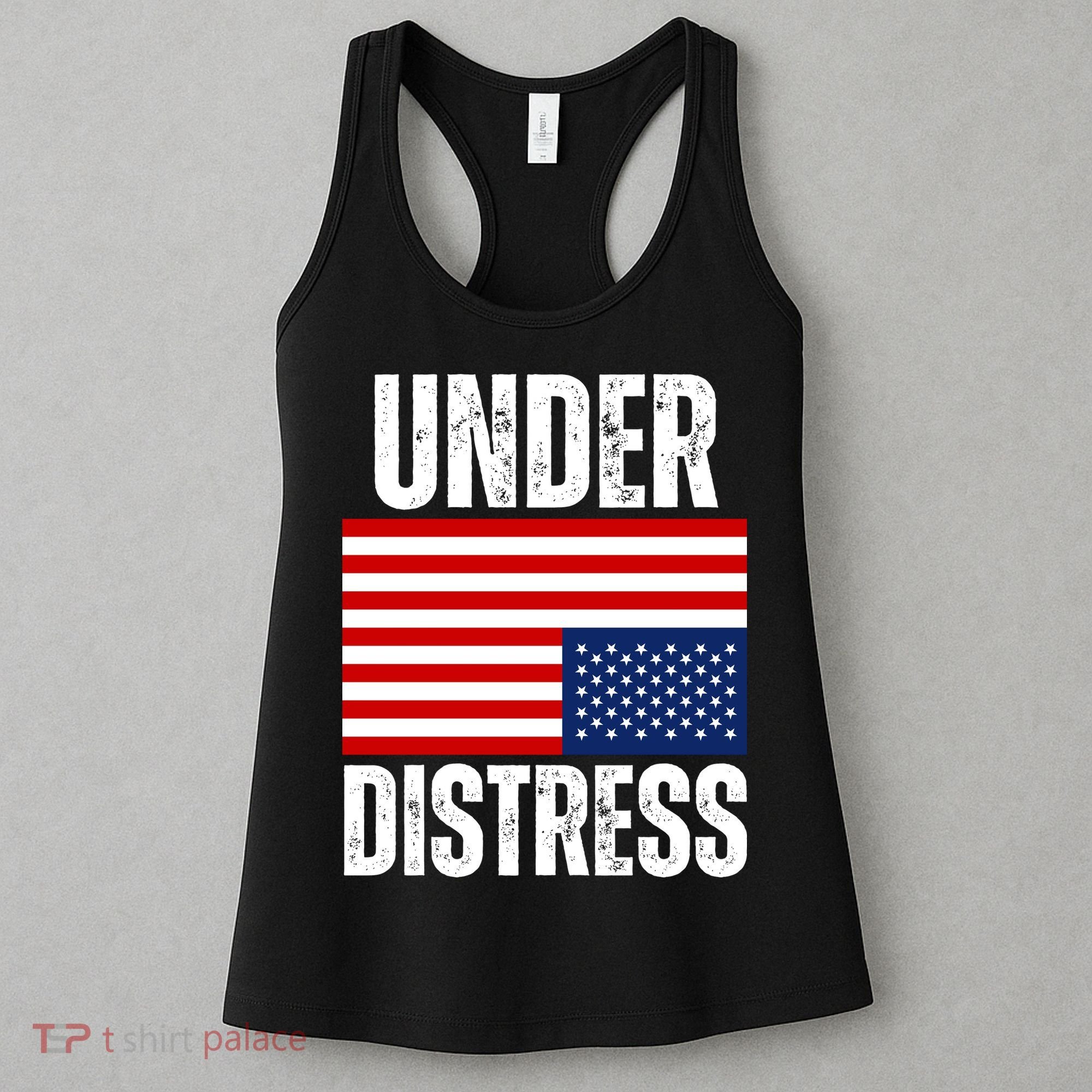 Under Distress Upside Down Tattered American Flag US Patriot Women's Tank Top