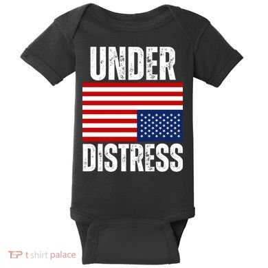 Under Distress Upside Down Tattered American Flag US Patriot Baby Bodysuit
