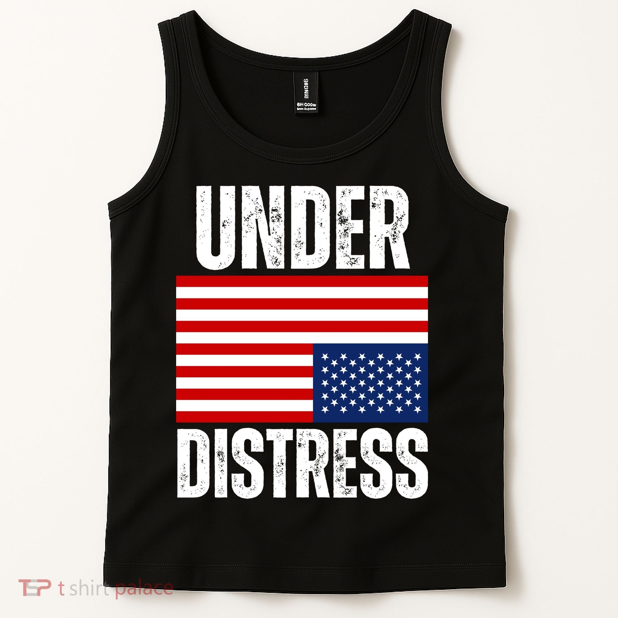 Under Distress Upside Down Tattered American Flag US Patriot Tank Top