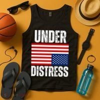 Under Distress Upside Down Tattered American Flag US Patriot Tank Top thumb 4