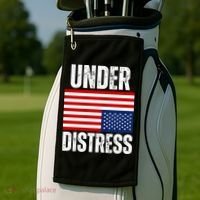 Under Distress Upside Down Tattered American Flag US Patriot Golf Towel thumb 2