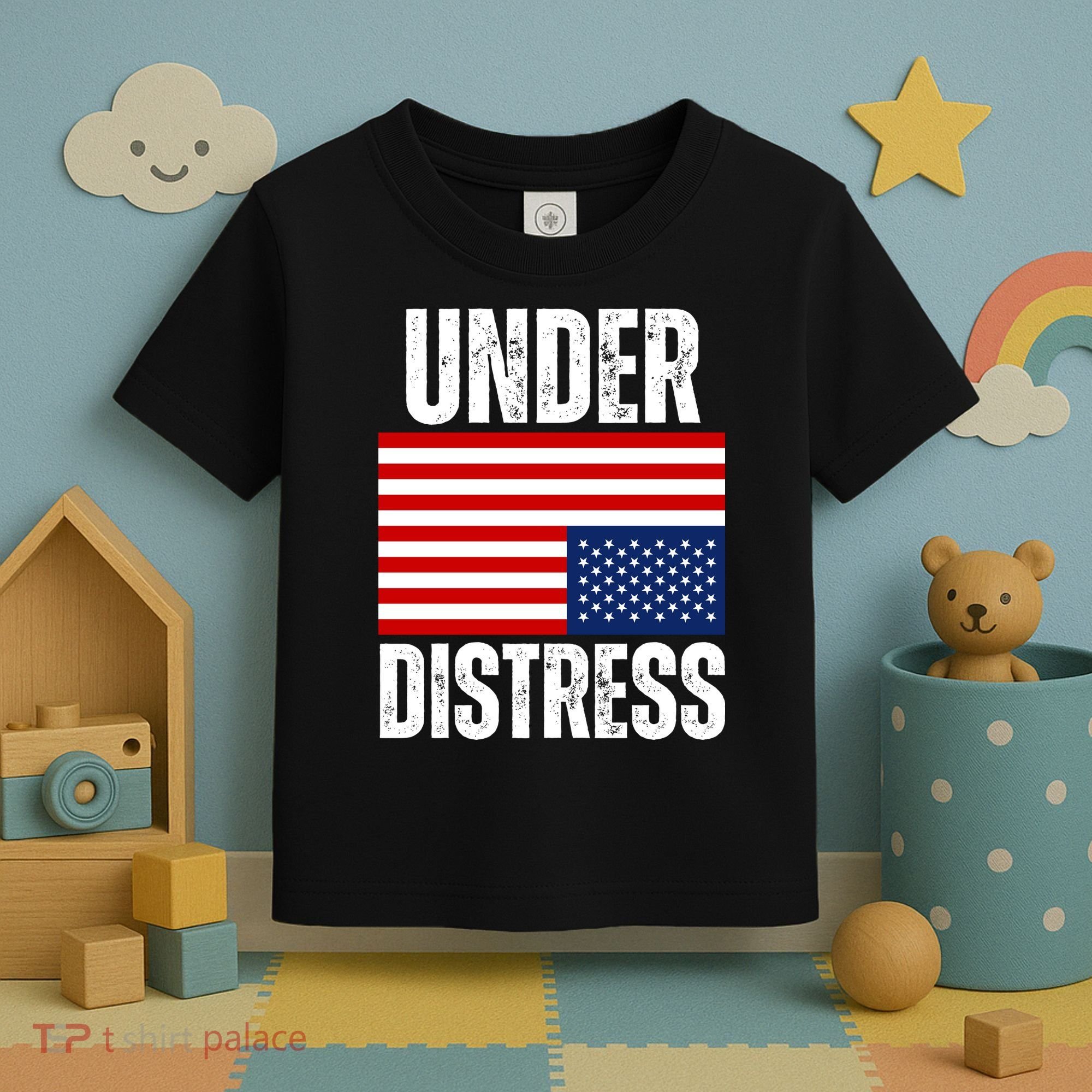Under Distress Upside Down Tattered American Flag US Patriot Toddler T-Shirt