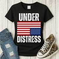 Under Distress Upside Down Tattered American Flag US Patriot Women's T-Shirt thumb 3