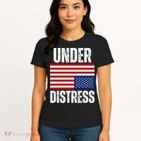 Under Distress Upside Down Tattered American Flag US Patriot Women's T-Shirt thumb 4