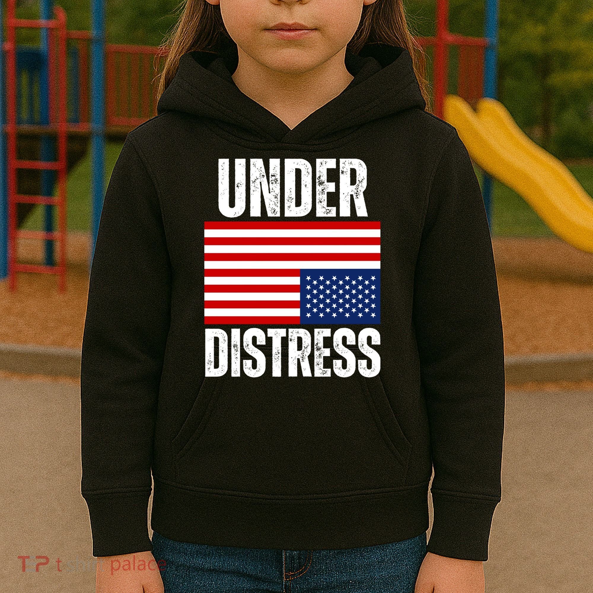 Under Distress Upside Down Tattered American Flag US Patriot Kids Hoodie