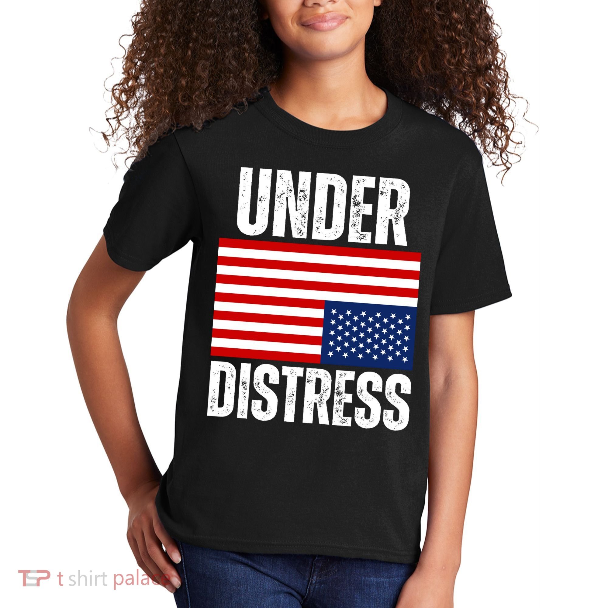 Under Distress Upside Down Tattered American Flag US Patriot Kids T-Shirt