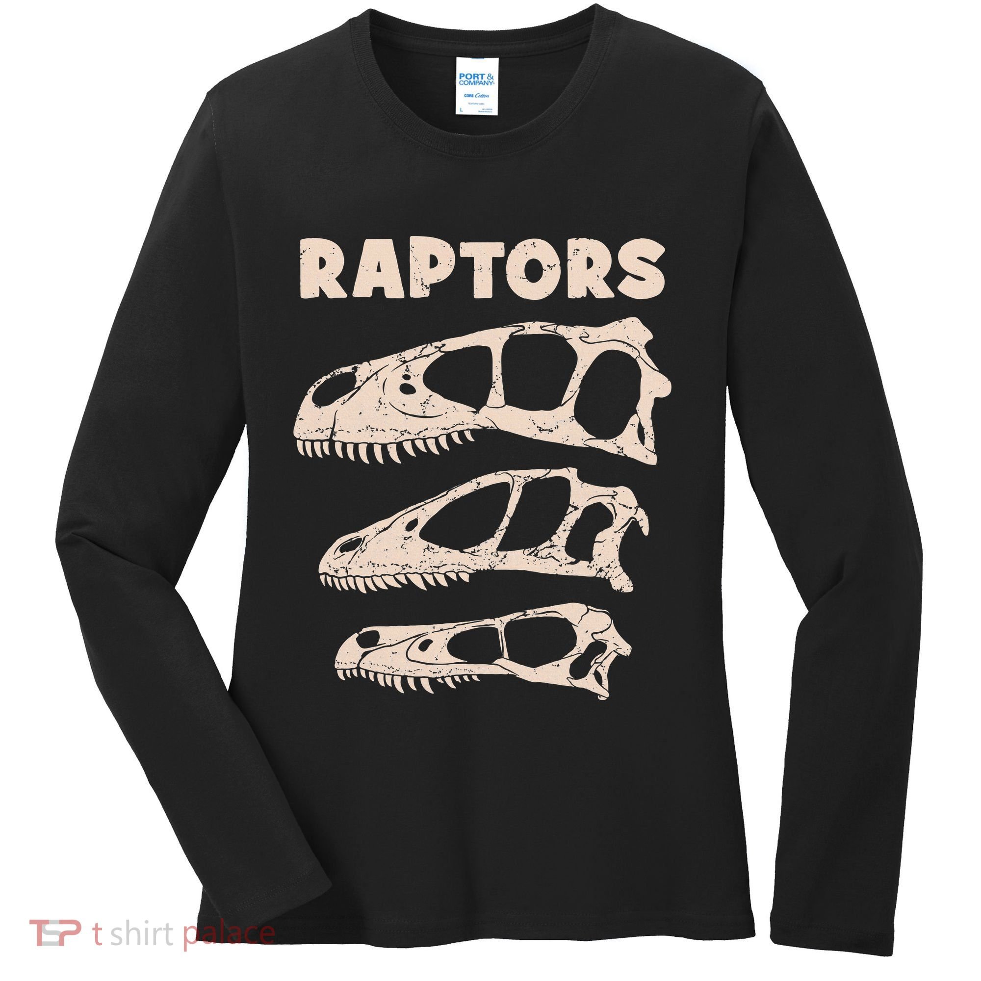 Utahraptor Deinonychus Velociraptor Skull Fossil Hunter Women's Long Sleeve Shirt
