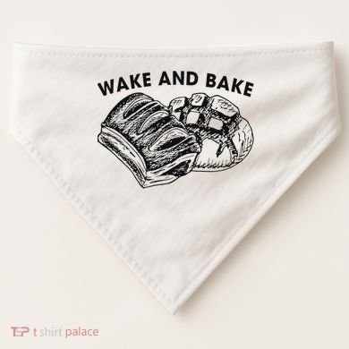 Unique Design Wake And Bake Funny Sourdough USA-Made Doggie Bandana