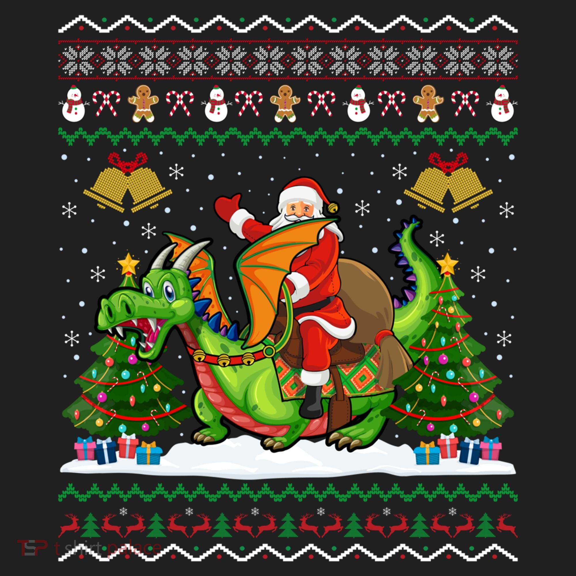 Ugly Dragon Xmas Gift Santa Riding Dragon Christmas Cool Gift Beanie