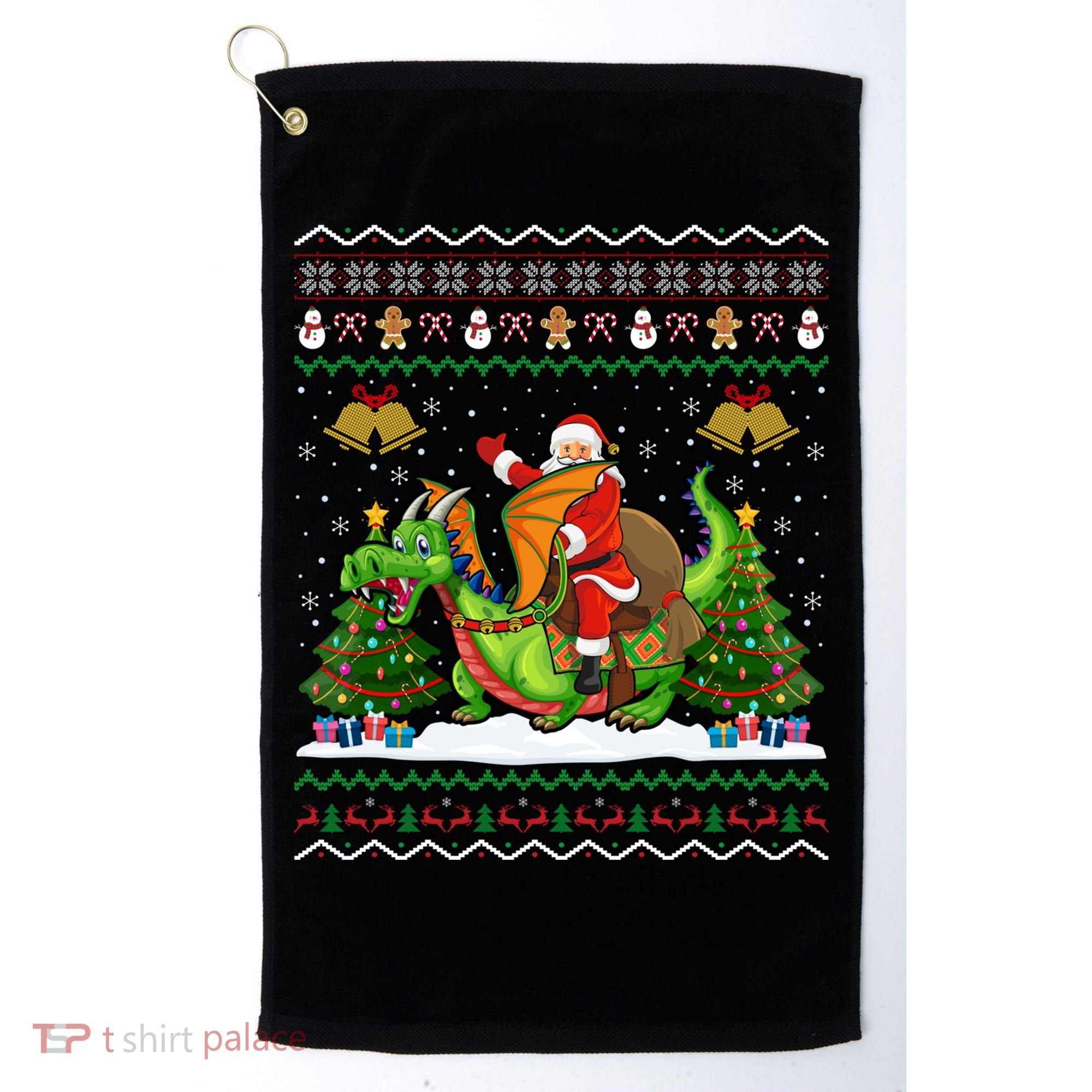 Ugly Dragon Xmas Gift Santa Riding Dragon Christmas Cool Gift Golf Towel