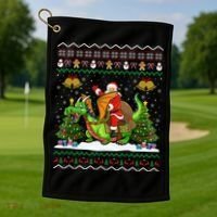 Ugly Dragon Xmas Gift Santa Riding Dragon Christmas Cool Gift Golf Towel thumb 1