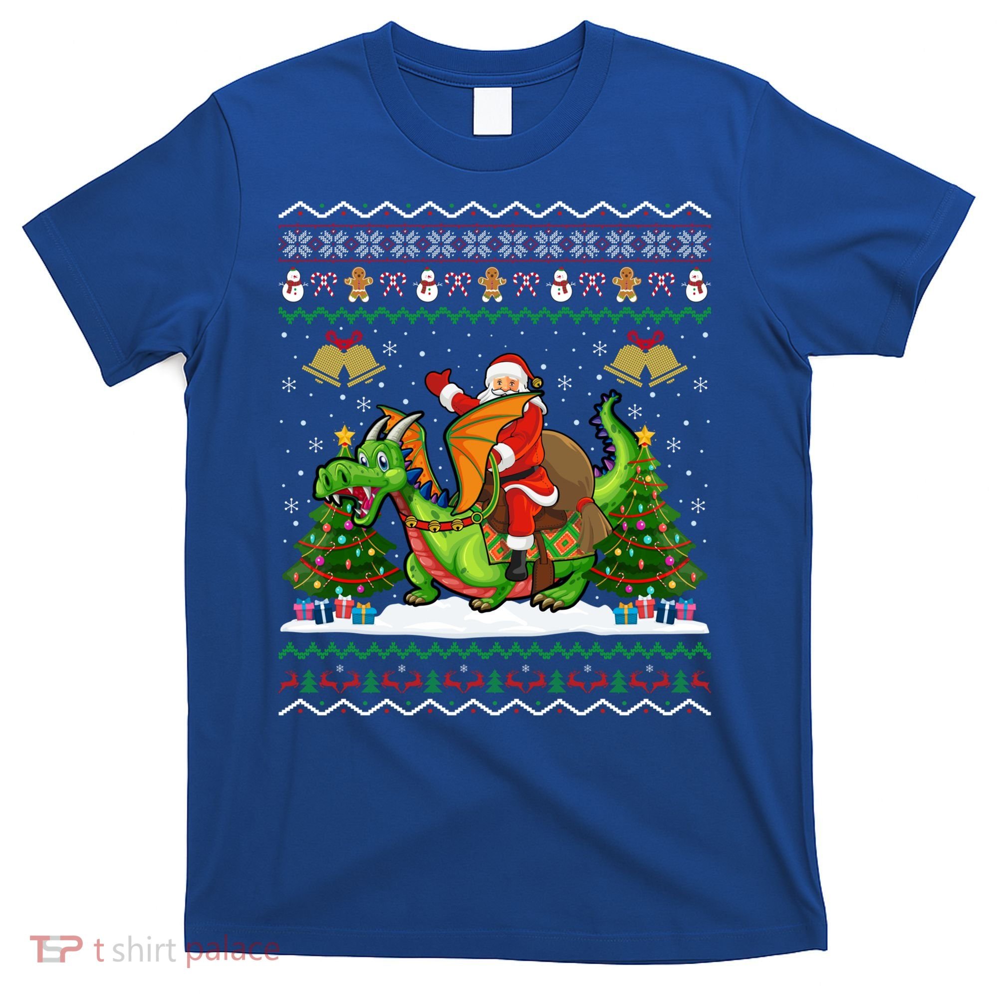 Ugly Dragon Xmas Gift Santa Riding Dragon Christmas Cool Gift T-Shirt