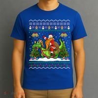 Ugly Dragon Xmas Gift Santa Riding Dragon Christmas Cool Gift T-Shirt thumb 3