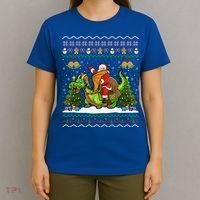 Ugly Dragon Xmas Gift Santa Riding Dragon Christmas Cool Gift T-Shirt thumb 4