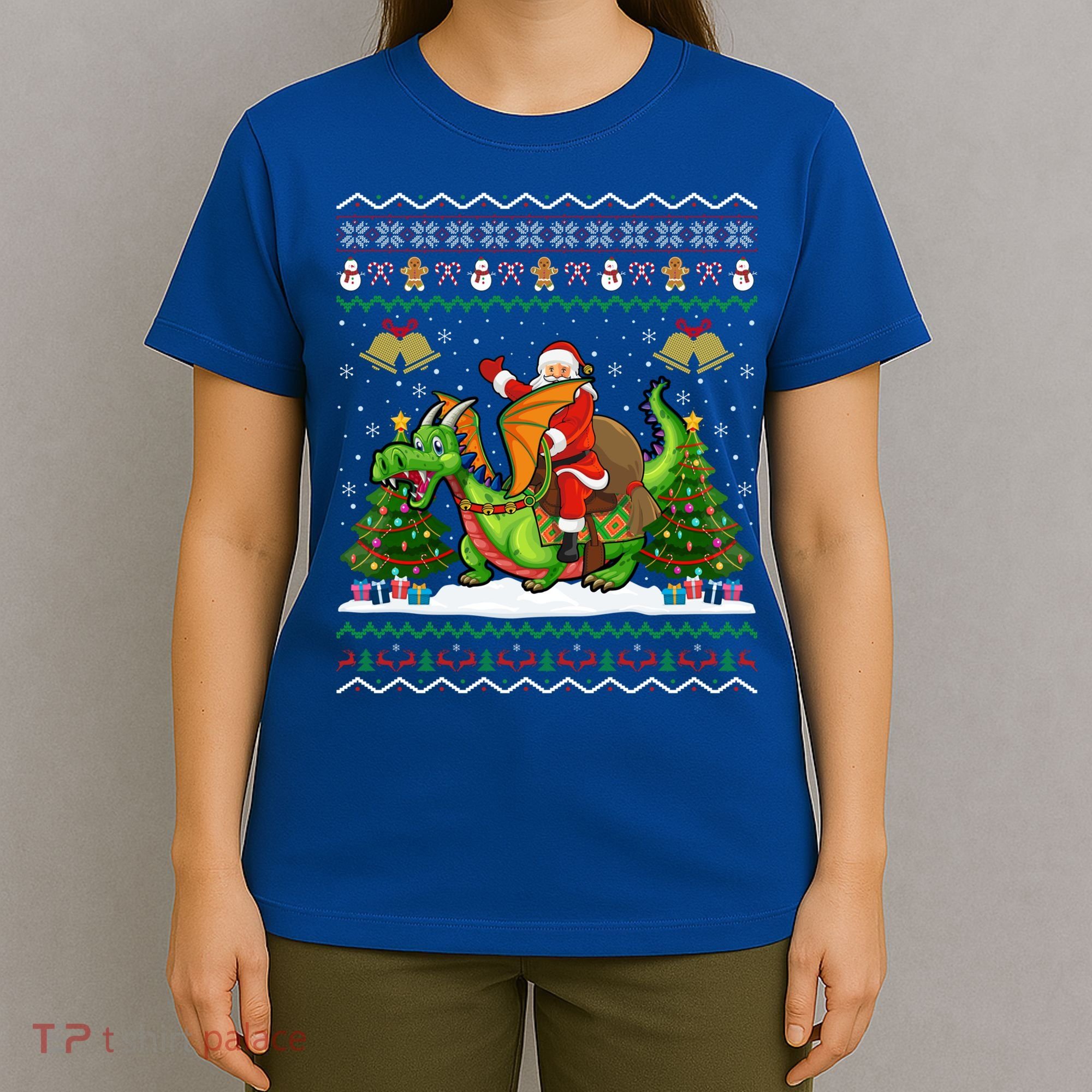 Ugly Dragon Xmas Gift Santa Riding Dragon Christmas Cool Gift T-Shirt