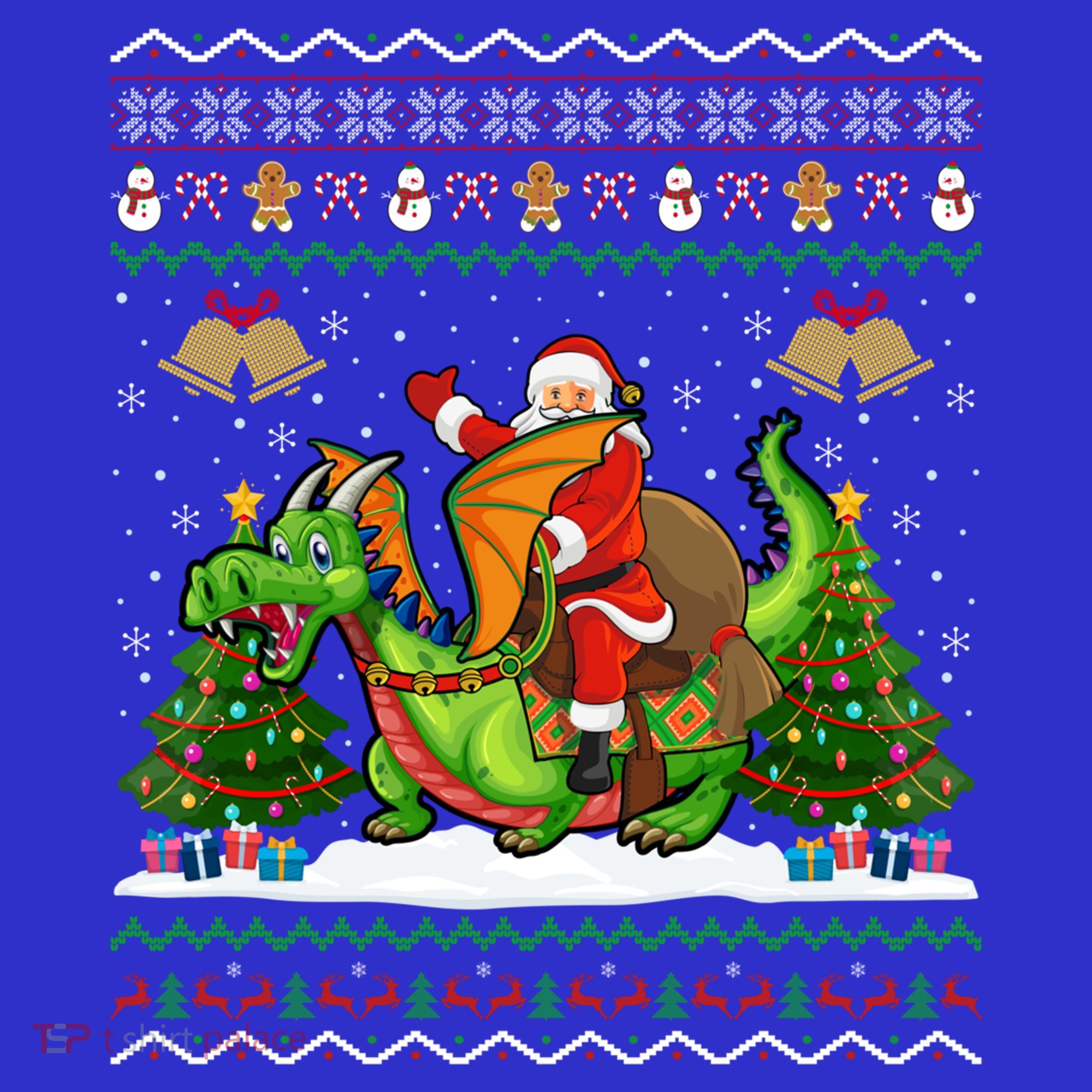 Ugly Dragon Xmas Gift Santa Riding Dragon Christmas Cool Gift Coaster