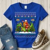 Ugly Dragon Xmas Gift Santa Riding Dragon Christmas Cool Gift Women's T-Shirt thumb 3