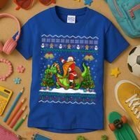 Ugly Dragon Xmas Gift Santa Riding Dragon Christmas Cool Gift Kids T-Shirt thumb 3