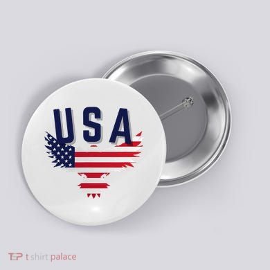 Usa Eagle 4th Of July Gift Casual American Button