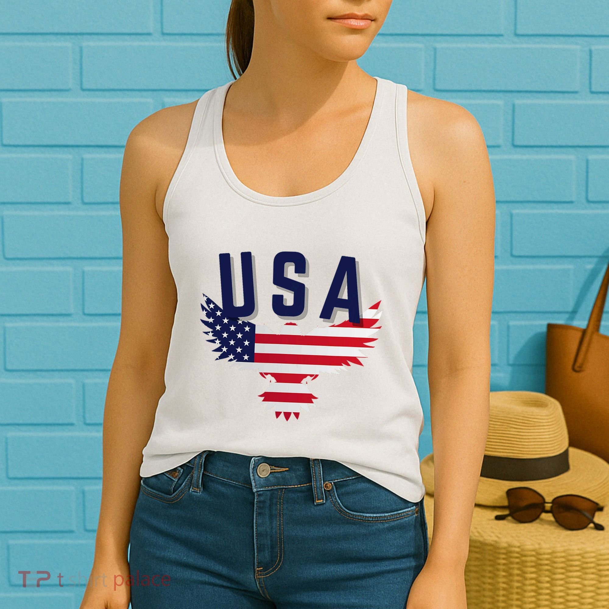 Usa Eagle 4th Of July Gift Casual American Women's Tank Top