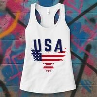 Usa Eagle 4th Of July Gift Casual American Women's Tank Top thumb 3