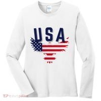 Usa Eagle 4th Of July Gift Casual American Women's Long Sleeve Shirt thumb 0