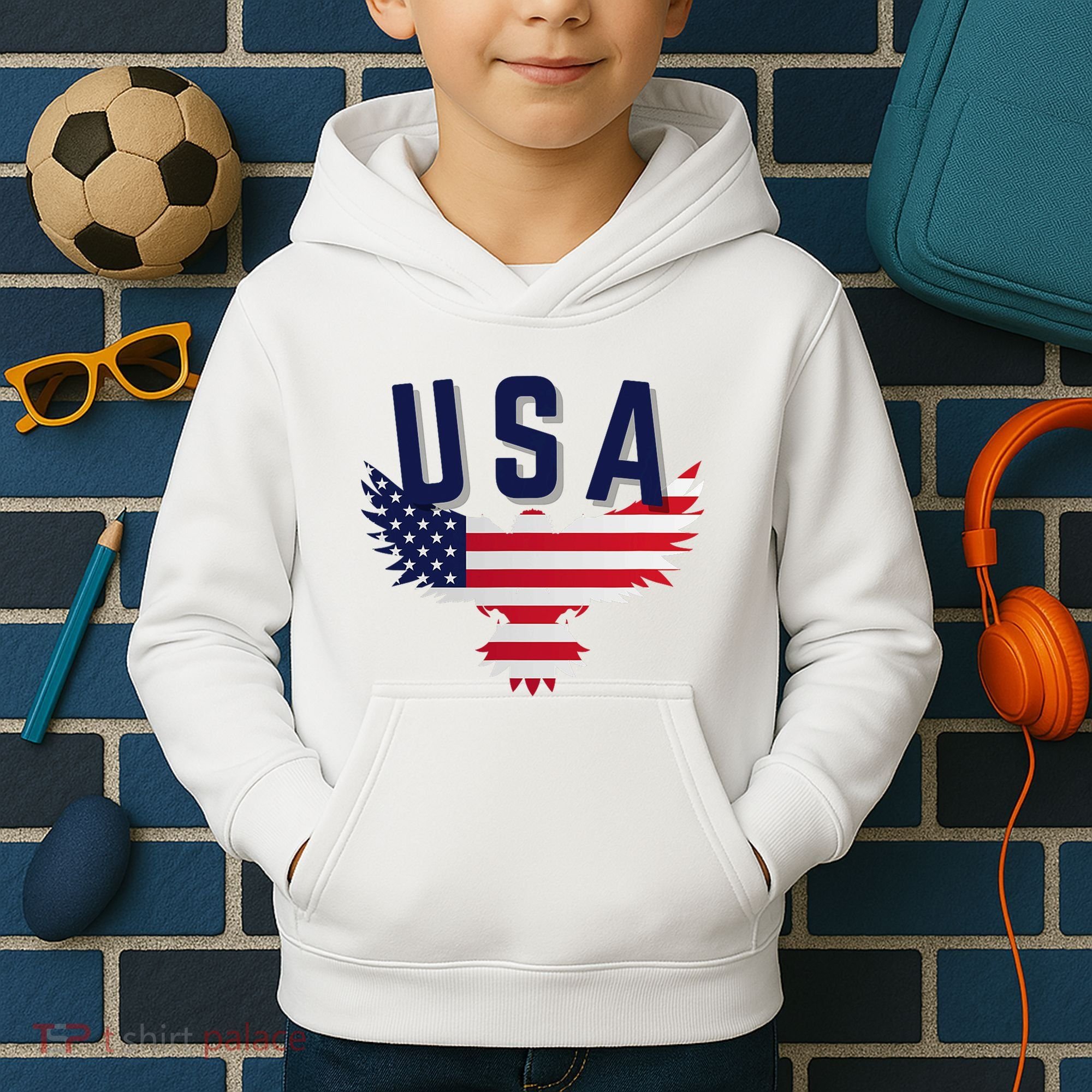 Usa Eagle 4th Of July Gift Casual American Kids Hoodie