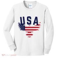 Usa Eagle 4th Of July Gift Casual American Kids Long Sleeve Shirt thumb 0