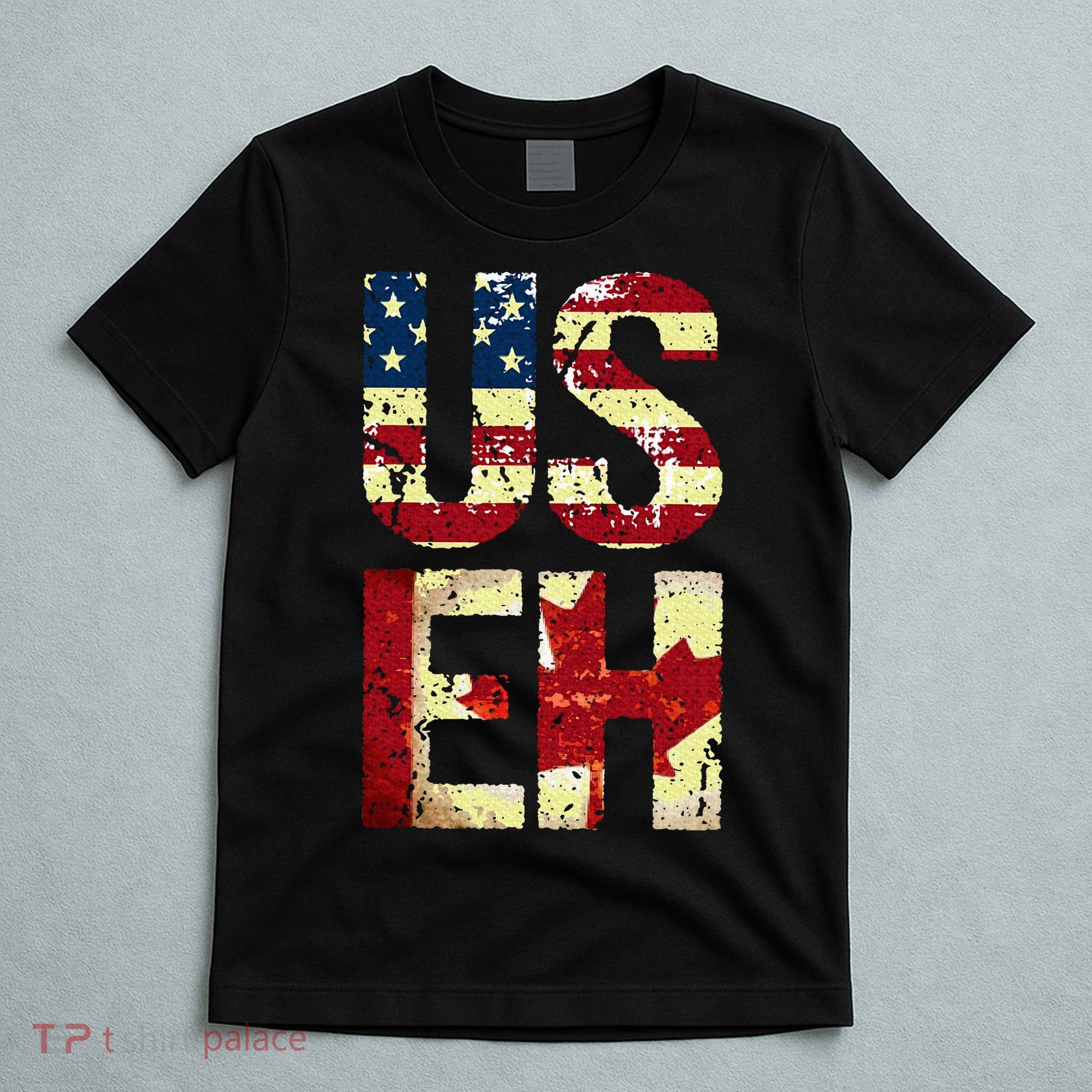 Us Eh America Canada Flag Funny American Canadian T-Shirt